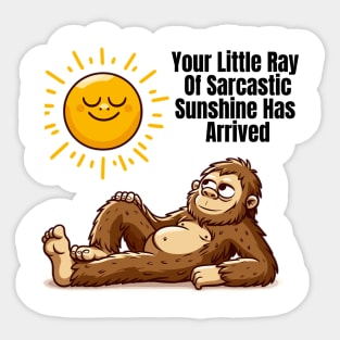 Sarcastic Bigfoot: Soaking Up Sunshine with a Smile Sticker